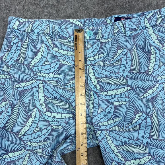 Vineyard Vines Shorts Mens 38 Blue Breaker Short Tropical Leaf Chino Stretch - Picture 13 of 16